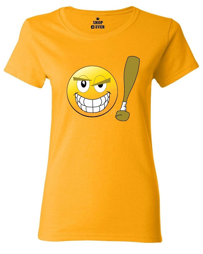 Emoji Baseball Bat Women's TShirt Funny Emoticon Lovely Sports Shirts